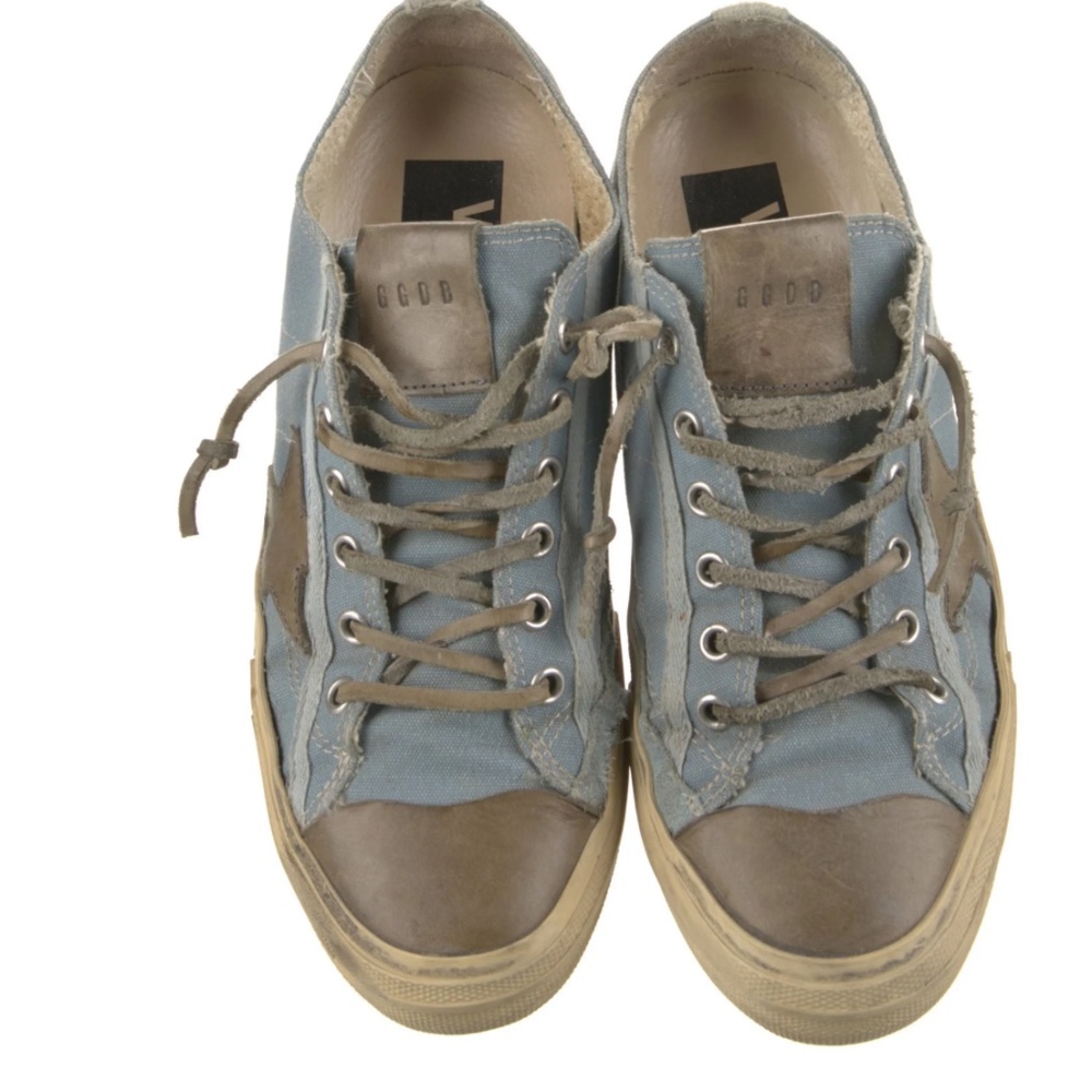 Golden Goose Blue & Grey Canvas Sneakers Size 8 IT 38